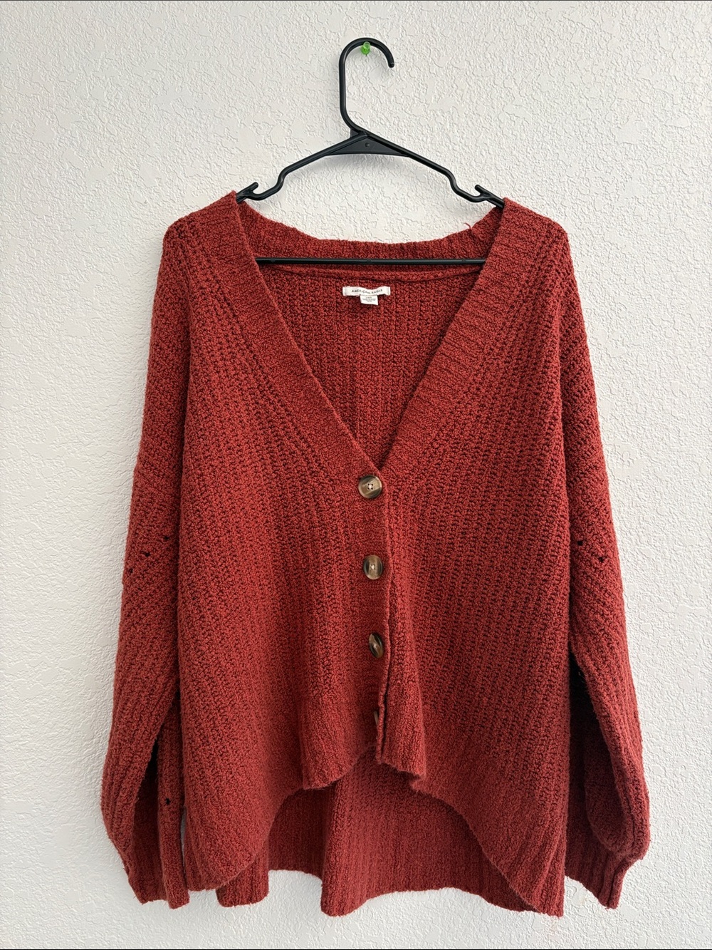 American Eagle Rust Brick Red Cardigan